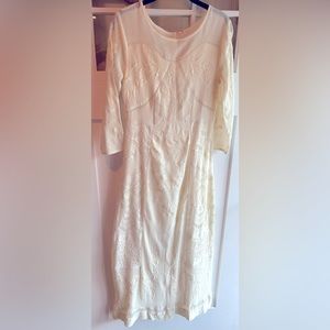 Cream Free People Gauzy Long-Sleeve Dress